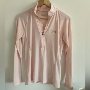 Under Armour Pink Quarter Zip Athletic Top Size Small Gym Workout Activewear